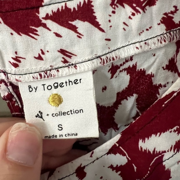 Anthropologie By Together- Floral Burgundy and White Women's Dress - Picture 3 of 5